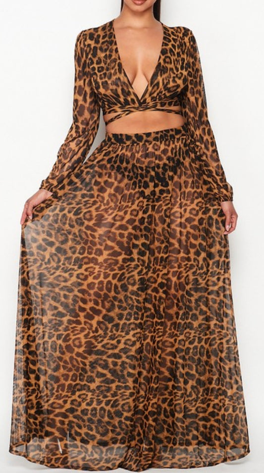 Misha Leopard Skirt Set