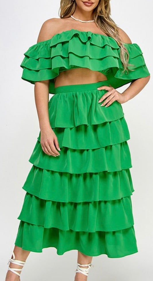 Cali Ruffle Two Piece Skirt Set