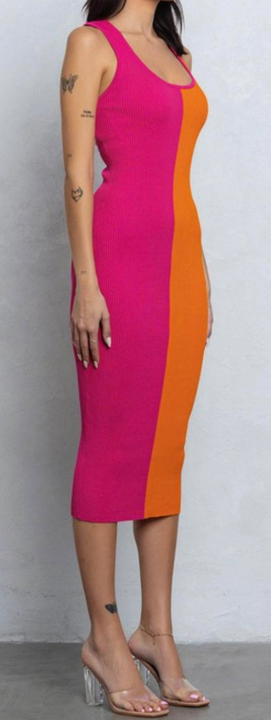 Sherbet Midi Two-toned Dress