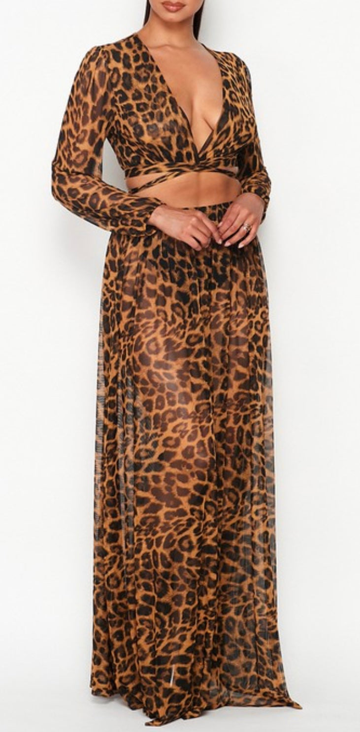 Misha Leopard Skirt Set