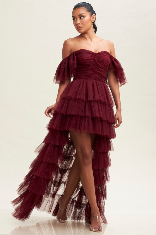 Fantasy Wine Tulle Dress