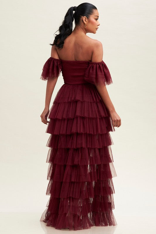 Fantasy Wine Tulle Dress