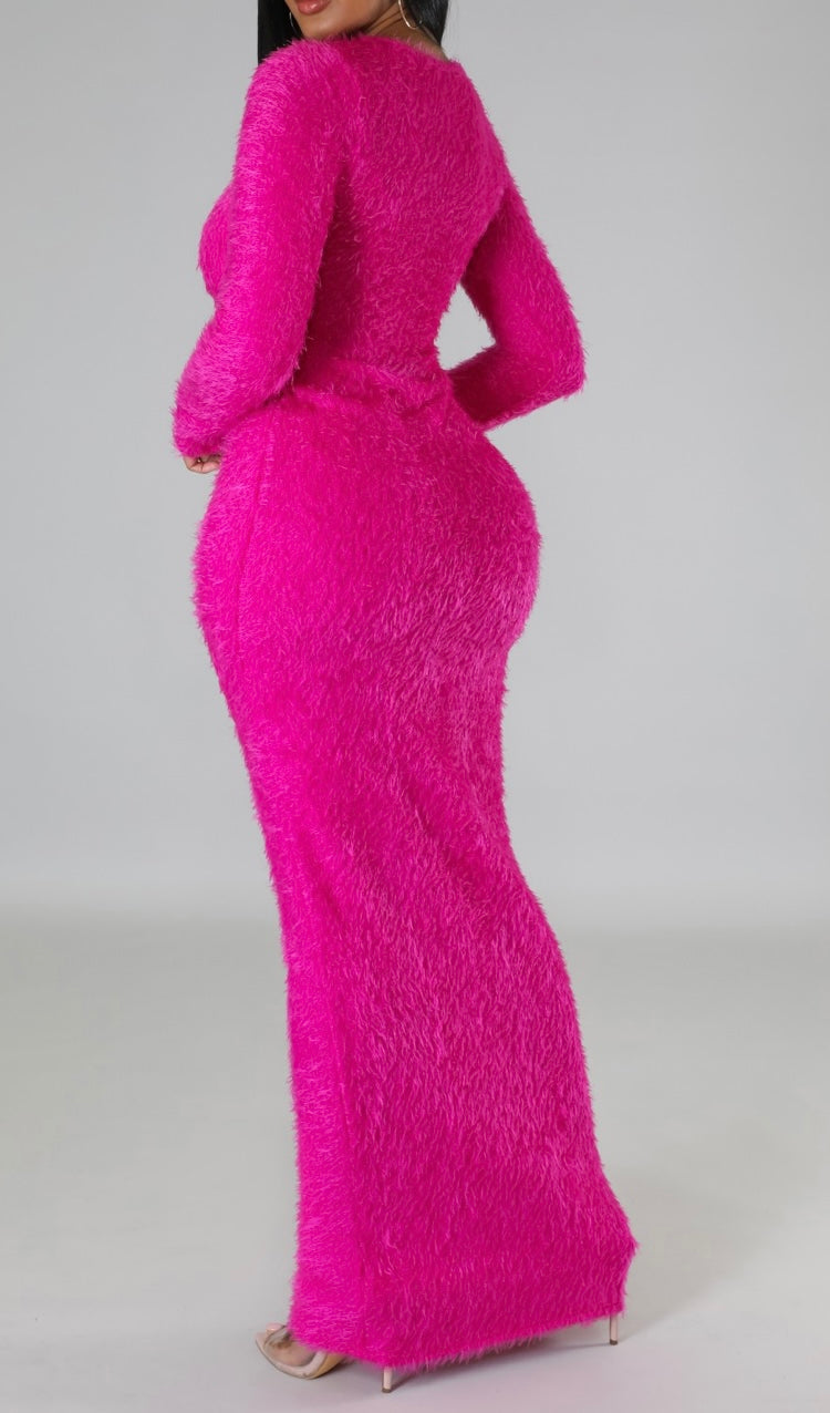 Pink Cuff it Fuzzy Maxi Dress